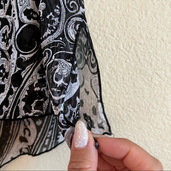 Baranda Black White Paisley print sleeveless tunic blouse size large extra large - Picture 4 of 9